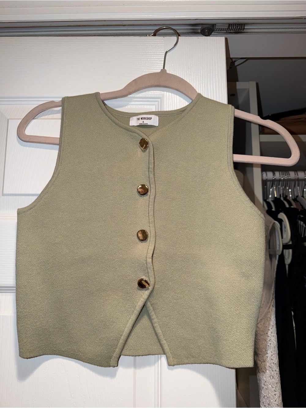 Workshop Republic Clothing Olive Sleeveless Button-Front Knit Vest